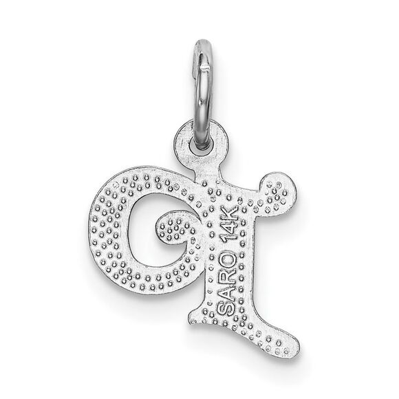 14k White Gold, Isabelle Collection, Mini Letter P Initial Charm - Picture 3 of 5